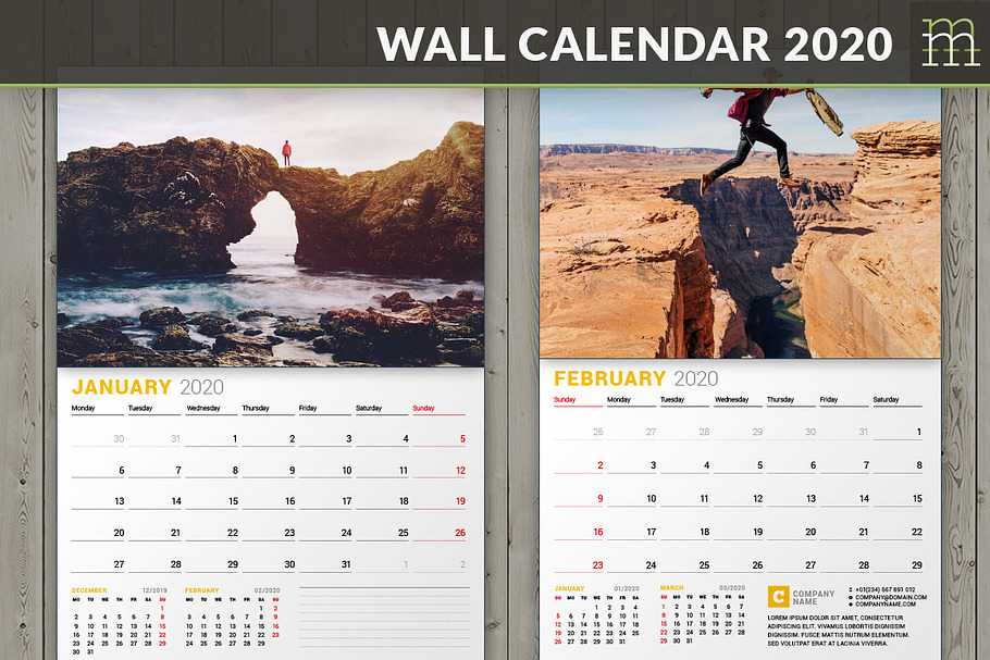 Wall Calendar 2020 (WC027-20) in Stationery Templates - product preview 8