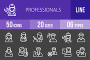 50 Professionals Line Inverted Icons
