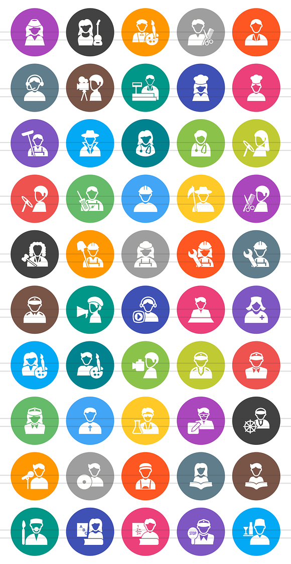 50 Professionals Flat Round Icons in Graphics - product preview 1