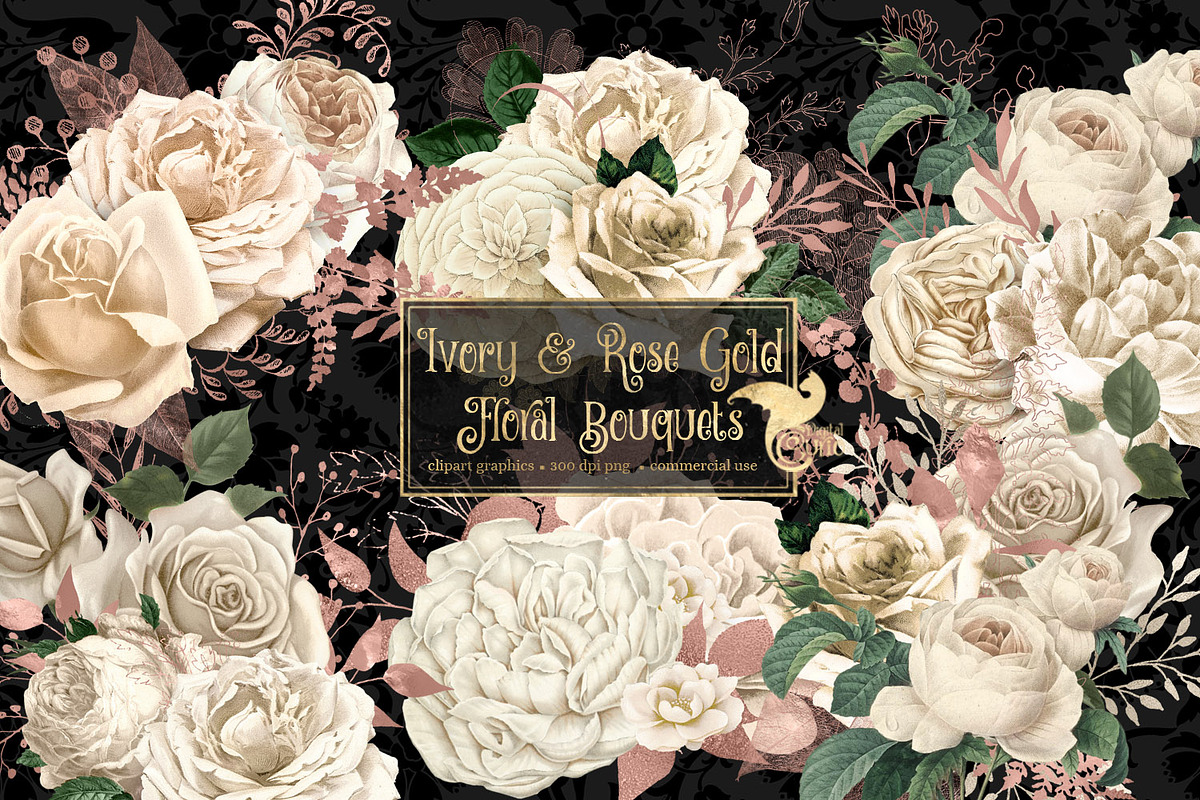 Ivory and Rose Gold Bouquets in Illustrations - product preview 8