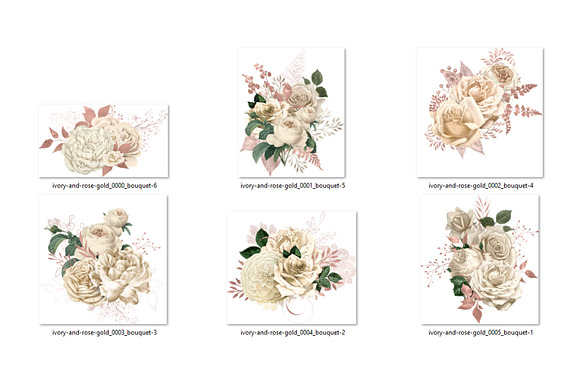 Ivory and Rose Gold Bouquets in Illustrations - product preview 2