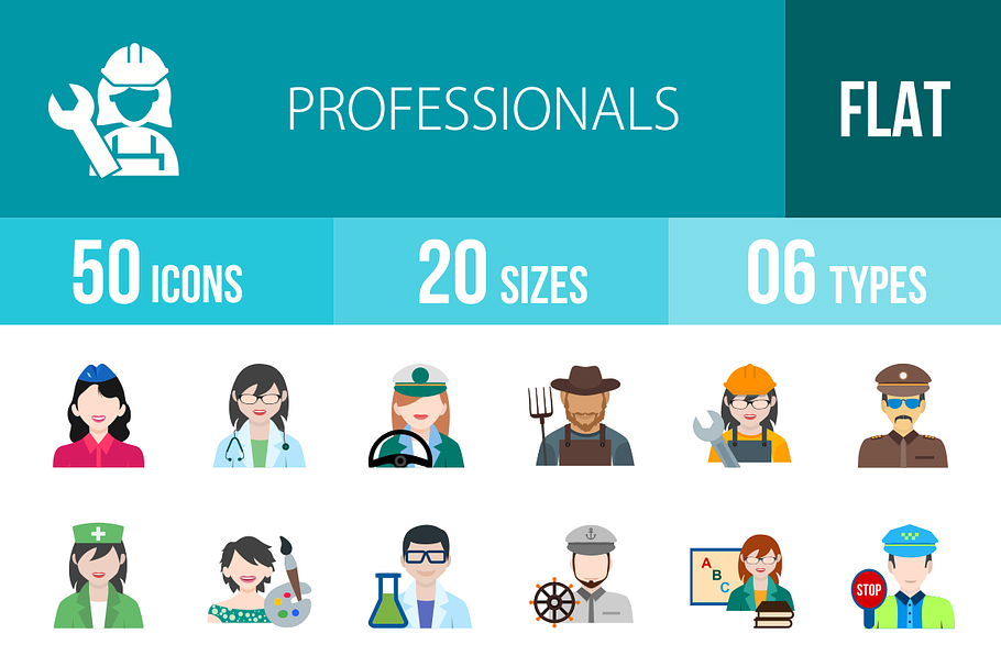 50 Professionals Flat Multicolor in Graphics - product preview 8