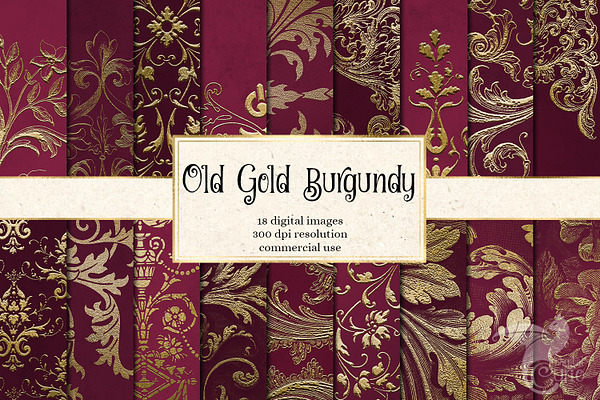 Old Gold Burgundy Digital Paper