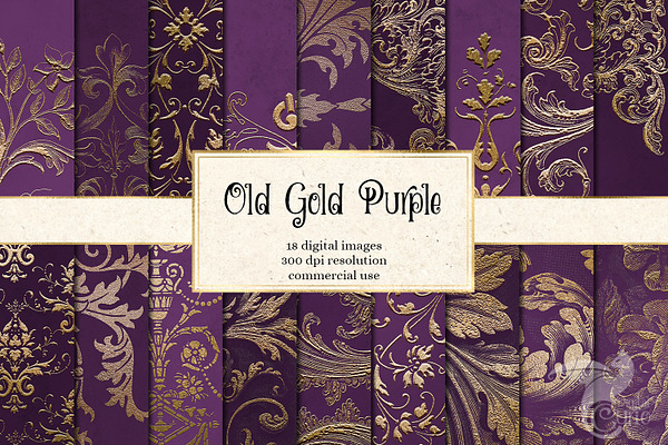 Old Gold Purple Digital Paper