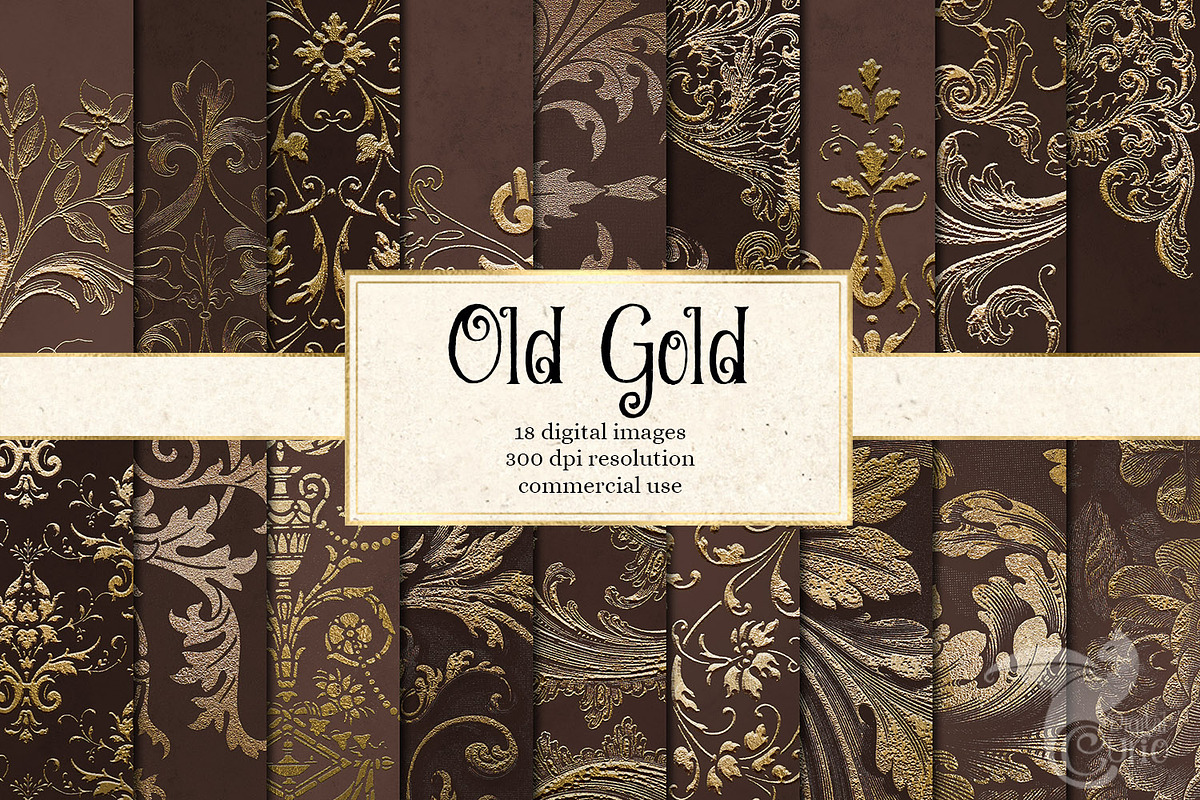 Old Gold Digital Paper in Textures - product preview 8