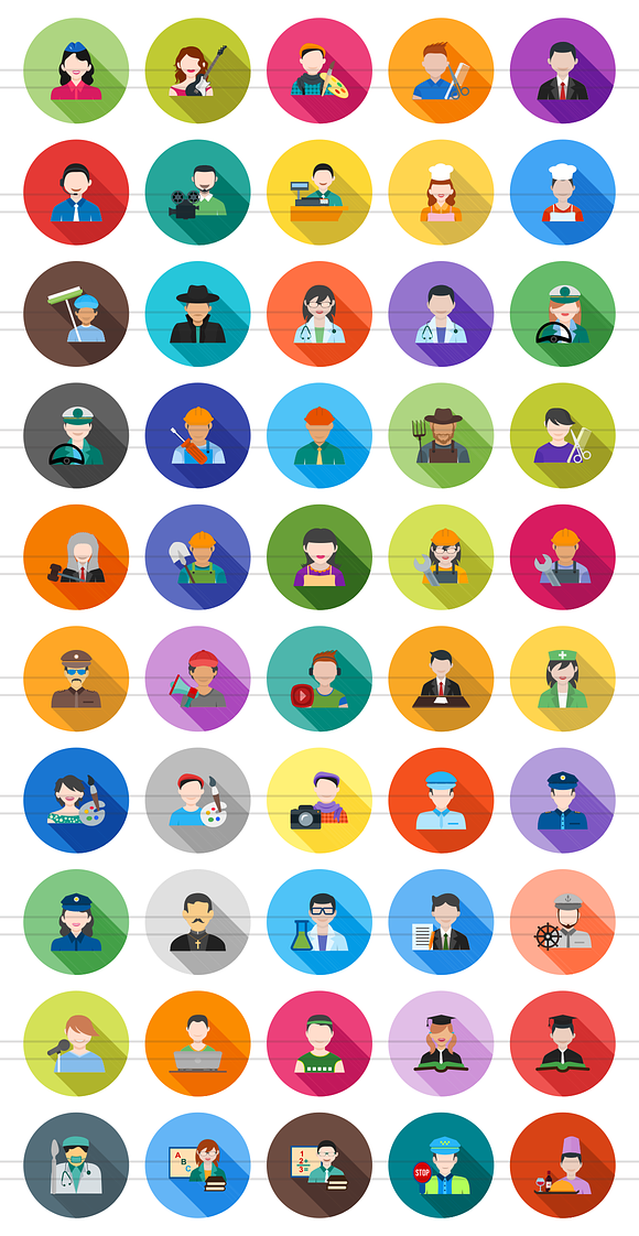 50 Professionals Flat Shadowed Icons in Graphics - product preview 1