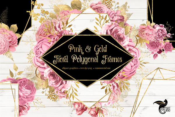 Pink & Gold Polygonal Frames
