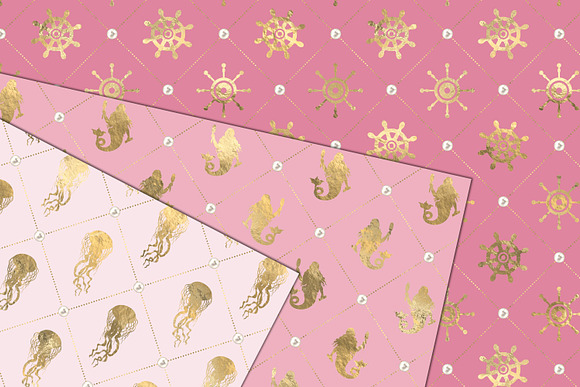Pink & Gold Nautical Digital Paper in Patterns - product preview 2
