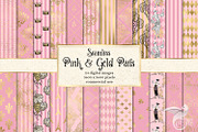 Pink and Gold Paris Digital Paper