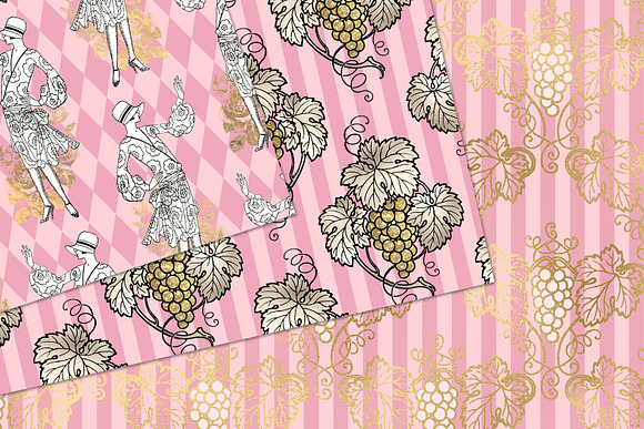 Pink and Gold Paris Digital Paper in Patterns - product preview 2