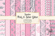 Pink & Silver Glitter Digital Paper