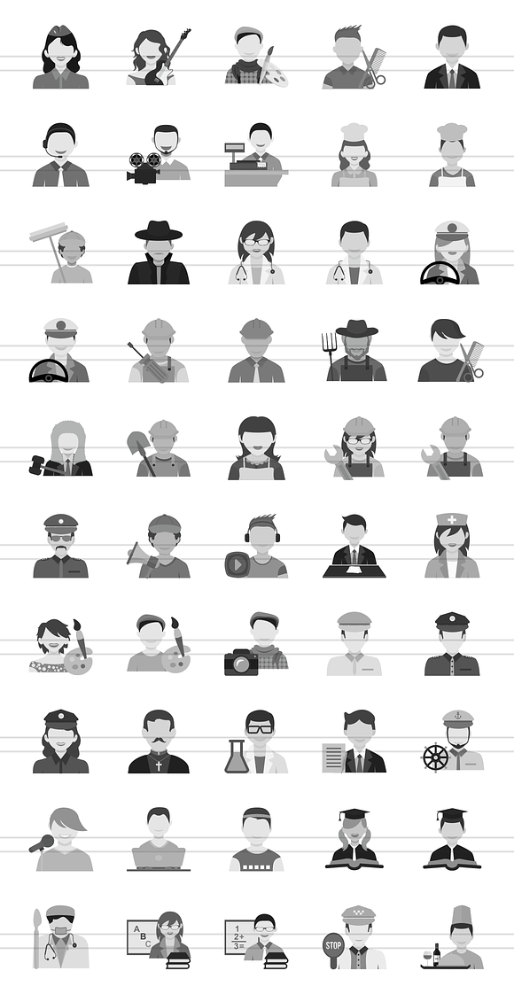50 Professionals Greyscale Icons in Graphics - product preview 1