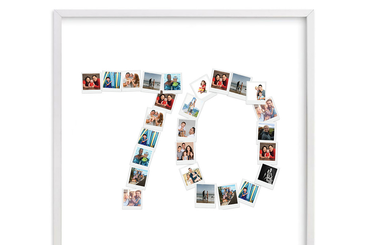 number 70 photo collage template in Stationery Templates - product preview 8