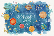watercolor SOLAR SYSTEM clipart