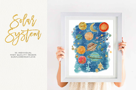 watercolor SOLAR SYSTEM clipart in Illustrations - product preview 2