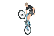 Boy riding bicycle, teenager on bike