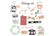 Vintage set icons vector