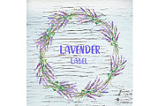 Lavender wreath card vector