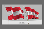 Set of Austria waving flags vector