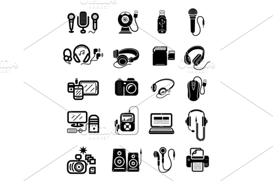 Digital devices in black colour icon