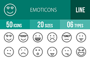 50 Emoticons Line Icons