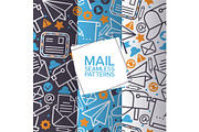 Email icons set of seamless patterns