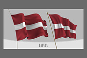 Set of Latvia waving flags vector