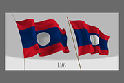 Set of Lao waving flags vector