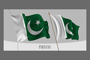 Set of Pakistan waving flags vector
