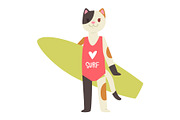 Surf vector cat animal surfer