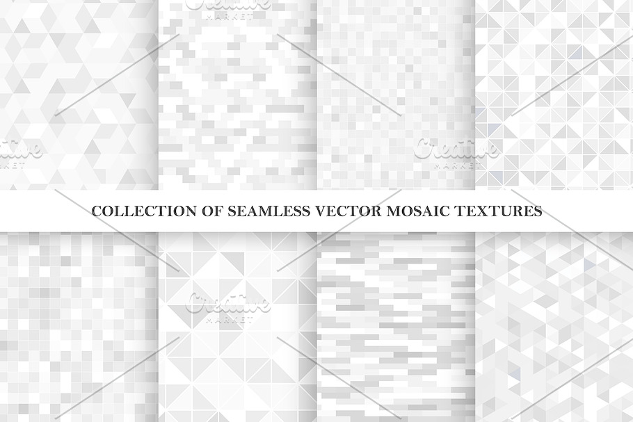 Vector gray seamless mosaic patterns in Patterns - product preview 8