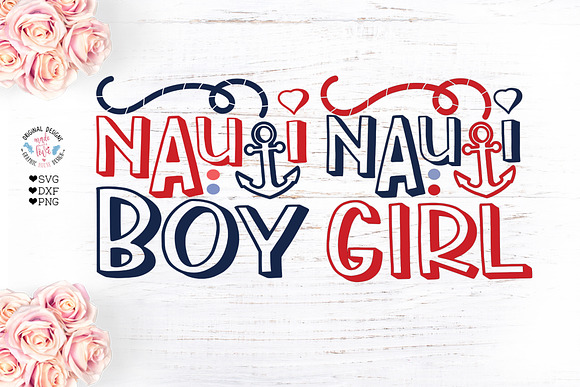 Nauti Boy Nauti Girl Cut File in Illustrations - product preview 4