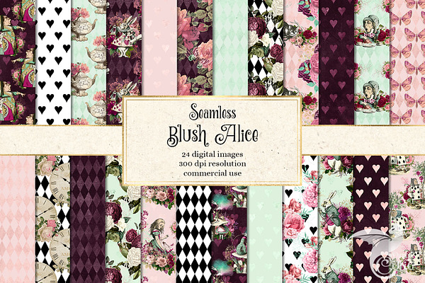 Blush Alice in Wonderland Patterns