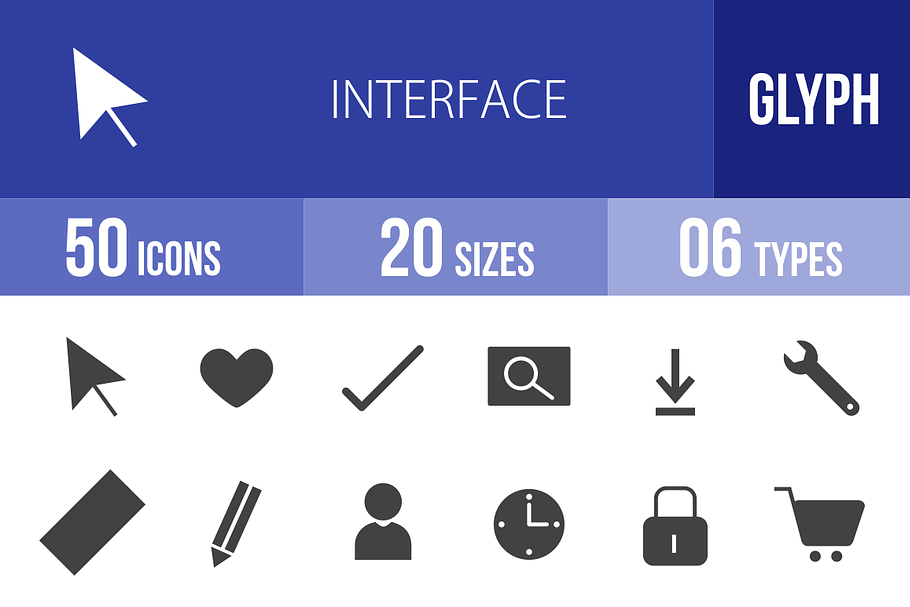 50 Interface Glyph Icons