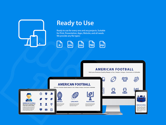 American Football Icon Set in Football Icons - product preview 4