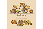 Bakery or bread house sketch poster