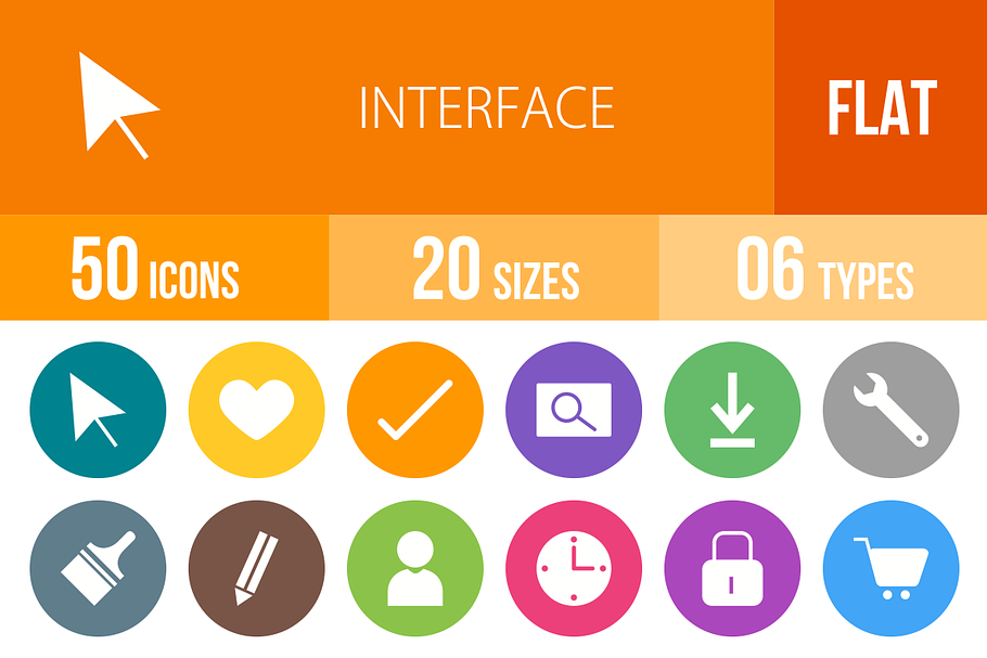 50 Interface Flat Round Icons