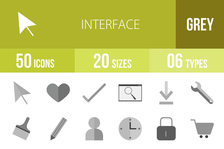 50 Interface Greyscale Icons