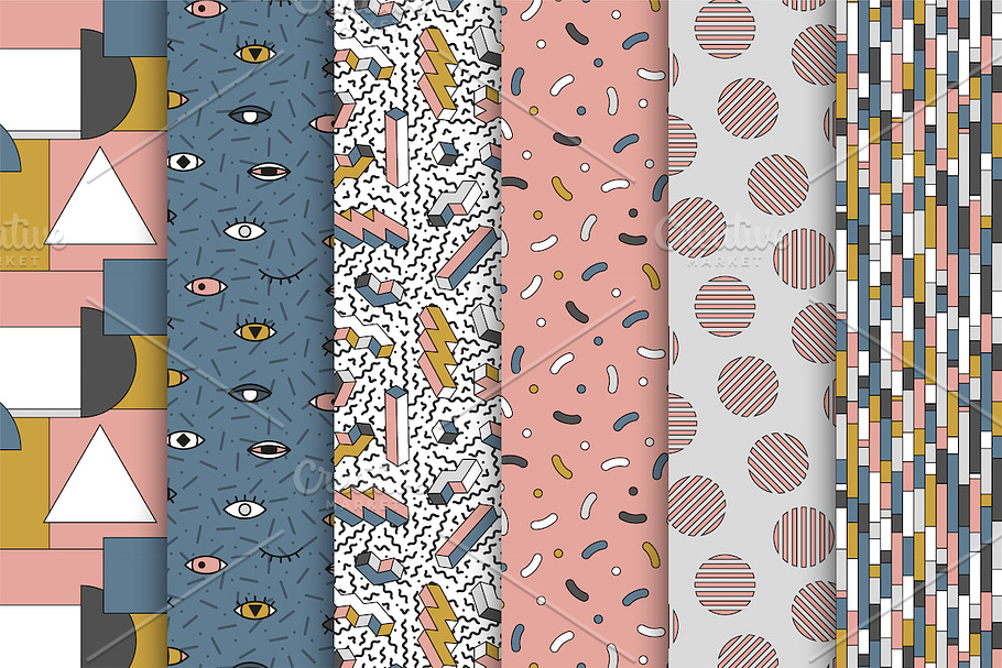 Memphis seamless trendy patterns in Patterns - product preview 8
