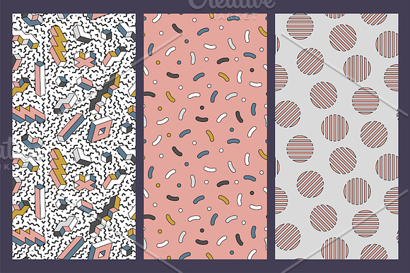 Memphis seamless trendy patterns in Patterns - product preview 4
