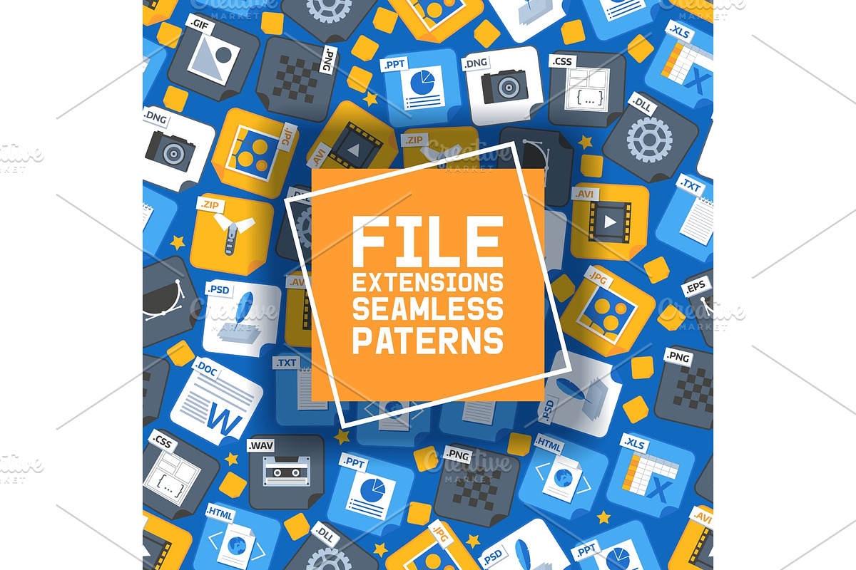Flat style icon set seamless pattern in Textures - product preview 8