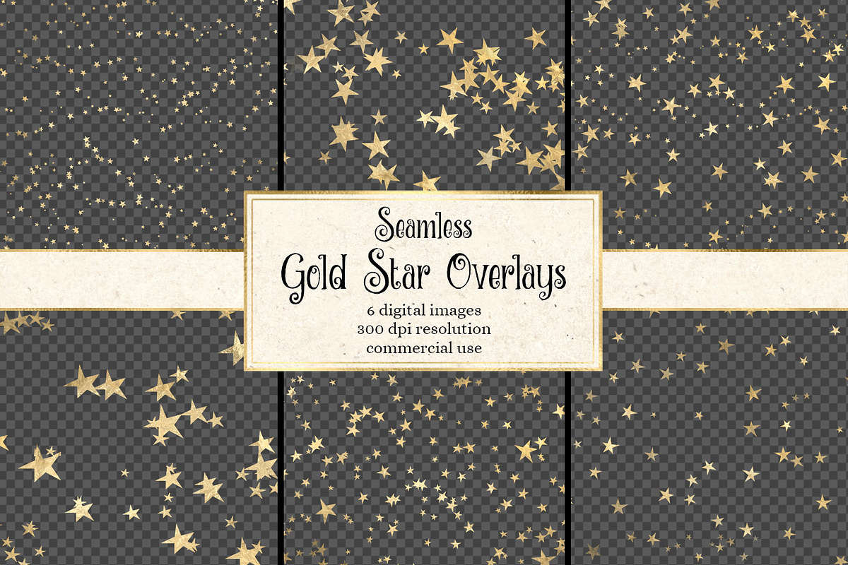Seamless Gold Star Overlays in Patterns - product preview 8