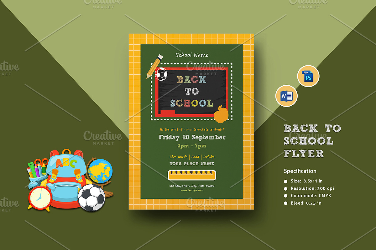 Back To School Party Flyer V1047 in Flyer Templates - product preview 8