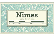 Nimes France City Map in Retro Style
