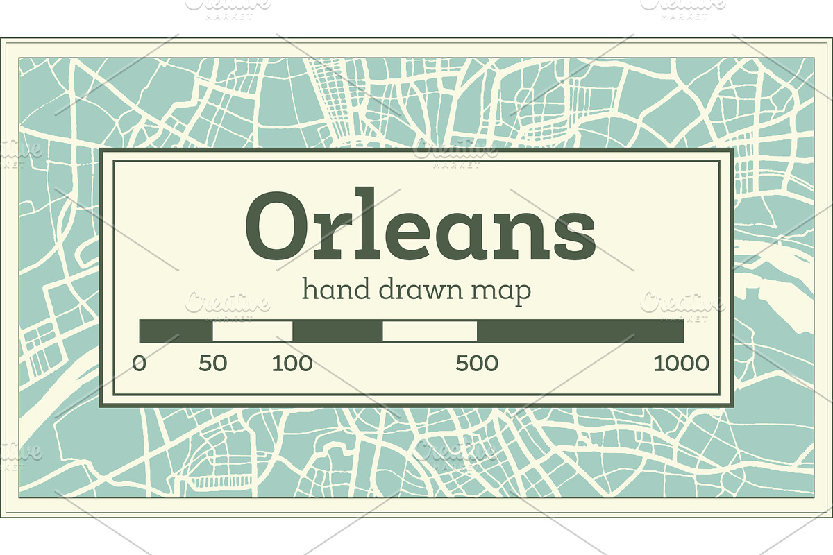 Orleans France City Map in Retro in Illustrations - product preview 8