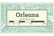 Orleans France City Map in Retro