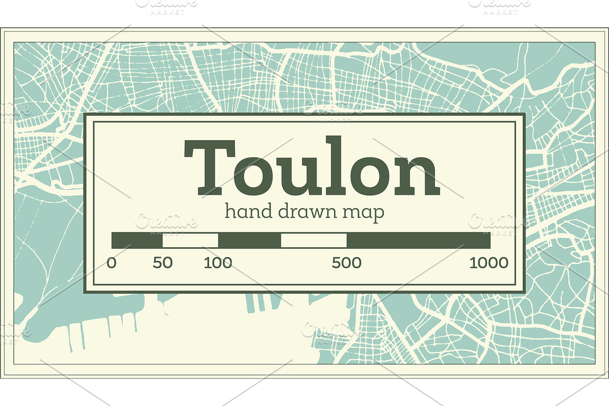 Toulon France City Map in Retro in Illustrations - product preview 8