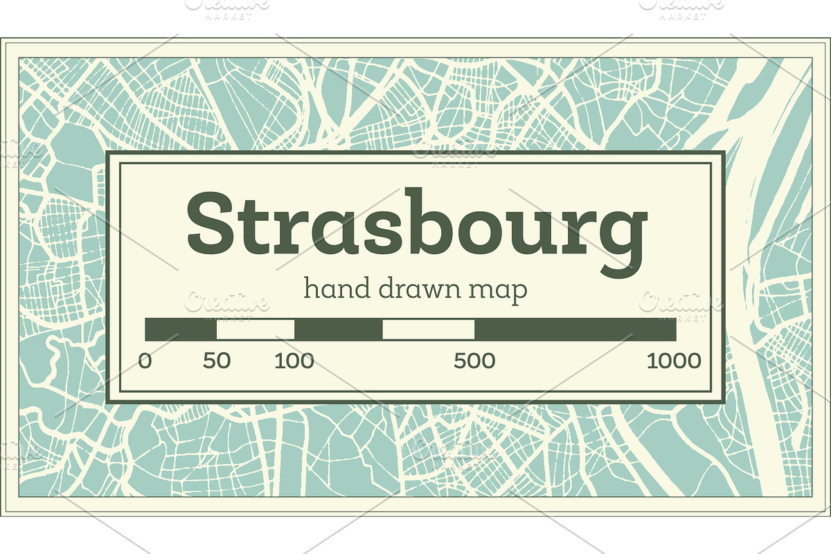 Strasbourg France City Map in Retro in Illustrations - product preview 8