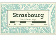 Strasbourg France City Map in Retro