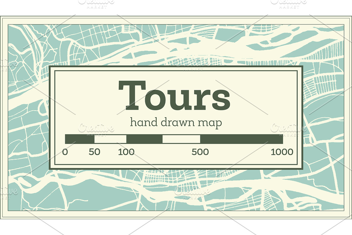 Tours France City Map in Retro Style in Illustrations - product preview 8